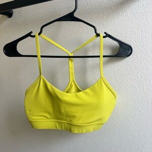 Bright Yellow Sports Bra with Sleek Design and Thin Straps